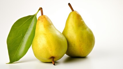 two pear fruits on isolated white background