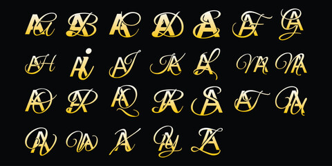 Wall Mural - Collection of initial letter AA to AZ Luxury logo design template. suitable for your company