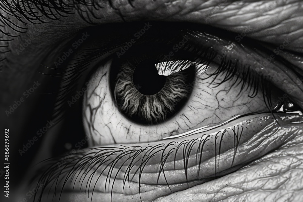 Close View A close-up view of a person's eye. This image can be used to depict ...