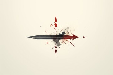 Canvas Print - A detailed drawing of a sword with a bold red arrow. This versatile image can be used to represent direction, guidance, strength, or strategy in various projects