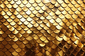 Wall Mural - Golden metal texture of dragon or snake scales