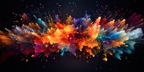 multicolored particles, splashes, explosions