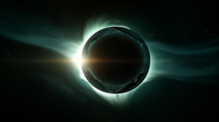 Wall Mural - total solar eclipse in the sky,created with generative ai tecnology.