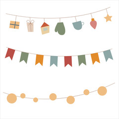 Wall Mural - vector set hand draw christmas lights. festive garland for decor drawing