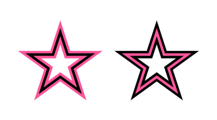 Wall Mural - Pink and black star stripe icons set vector. Collection of stars shape logo illustration isolated on white background.
