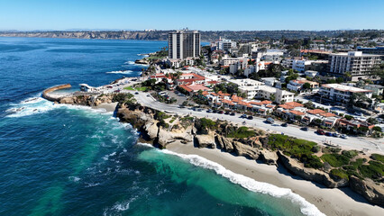 La Jolla Beach At San Diego In California United States. Paradisiac Beach Scenery. Seascape Landmark. La Jolla Beach At San Diego In California United States. 