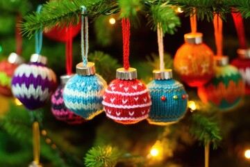 Canvas Print - Christmas sweater baubles decoration on Christmas tree