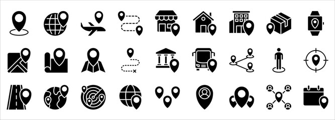 Wall Mural - Location icon set. map pin, gps, navigation and address icons. vector illustration on white background