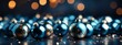 Happy New Year and Christmas holiday concept. beautiful blue New Year decorations on blurred background. Copy space. banner