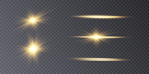 Leinwandbilder - Set of bright gold stars with highlights. vector png	
