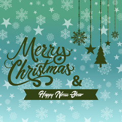 Wall Mural - Merry Christmas and Happy New Year Lettering design card template