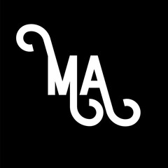 MA Letter Logo Design. Initial letters MA logo icon. Abstract letter MA minimal logo design template. M A letter design vector with black colors. ma logo