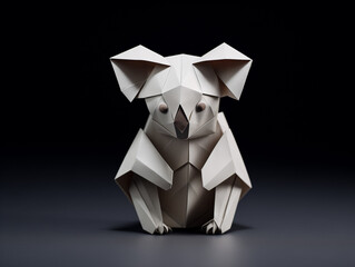 Sticker - A Paper Origami of a Koala on a Solid Background with Studio Lighting