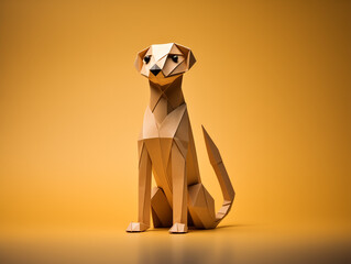 Sticker - A Paper Origami of a Meerkat on a Solid Background with Studio Lighting