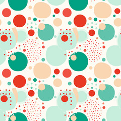 Canvas Print - a colorful geometric pattern with red and white circles, seamless pattern background