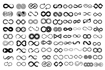 infinity and loop symbol icons. infinity, eternity, infinite, endless, loop symbols. unlimited endle