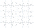 © annzabella - Puzzle blank pieces template or cutting outline guidelines of 30 pieces, 6 x 5 tiles vector jigsaw game