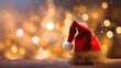 © wernerimages - red santa hat and golden bokeh background