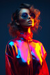 © k0teika - stylish and futuristic portrait of young fashion model woman, colorful studio shot
