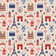 Paris Famous Landmarks Vintage Pattern