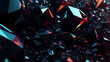 A 3D-rendered abstract background showcasing a black crystal with a faceted texture. This macro panorama offers a wide and panoramic view, creating a captivating polygonal wallpaper.