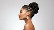 © NovaVision - Elegant Beauty with Braided Updo Hairstyle. Generative ai