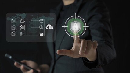 Wall Mural - cyber security concept, login, user, identification information security and encryption,businessman 