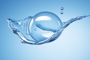 Light blue Liquid or Water Bubble, Cosmetic Liquid background, with Clipping Path 3d rendering created with Generative Ai