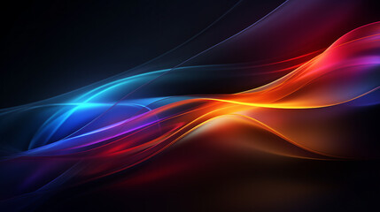 Leinwandbilder - Dynamic Waves of Light and Color on a Dark Background
