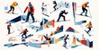 a bunch of illustrations representing the sport that someone is playing, such as skiing Generative Ai