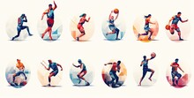 A Series Of Icons With Illustrations Showing People And Sport Activities Generative AI