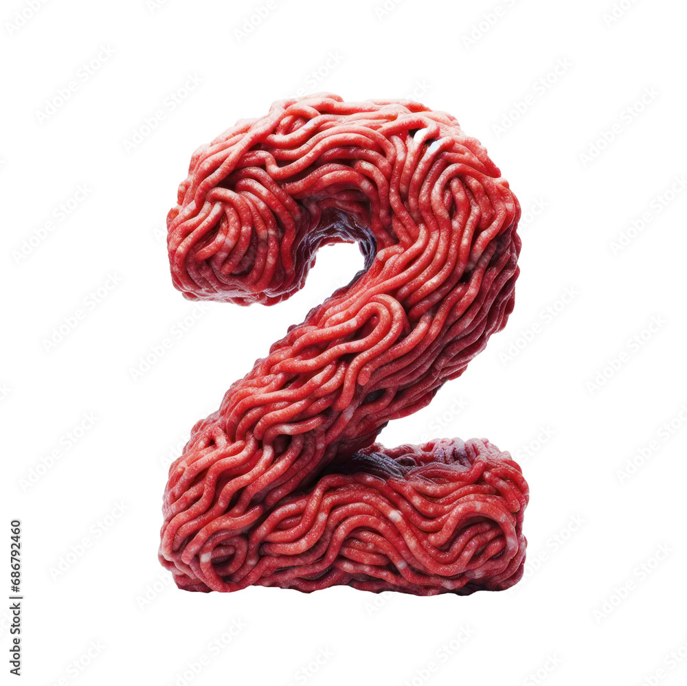 Butcher Number 2 Two - 3D Meat Number - Raw Meat - minced meat - transparent PNG Stock ...