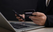 © Vatcharachai - Concept e banking or e commerce : business man using his Laptop for payment by wallet app technology or digital money transfer after his shopping something by application .
