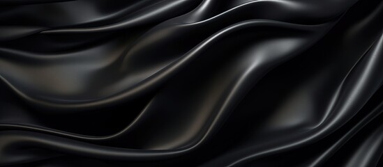 Poster - Luxurious black silk or satin texture with an abstract background Copy space image Place for adding text or design