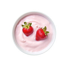 Wall Mural - A Bowl of Strawberry Yogurt Isolated on a Transparent Background