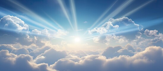 Wall Mural - Gorgeous sky with sunbeam Copy space image Place for adding text or design