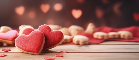 Aufkleber - Heart shaped Valentine s Day cookies homemade love filled pastries made with natural organic ingredients Copy space image Place for adding text or design