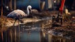  crane with unclean water, demonstrating qualitative problems in the water supply system,