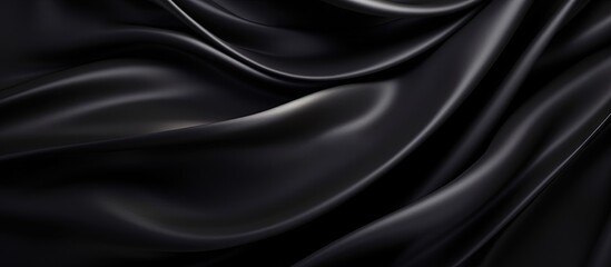 Poster - Luxurious black silk or satin texture with an abstract background Copy space image Place for adding text or design