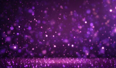 Abstract bokeh background of purple glittering particles