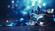 Carnival venetian blue mask greeting card