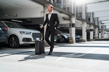 Wall Mural - Businessman with baggage on the go