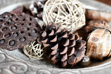 Poster - Pine Cone and Wooden Decorations