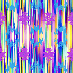 Poster - Seamless striped pattern in Aztec style. Folk embroidery.. Aztec ikat style. Seamless vector image. Thin lines