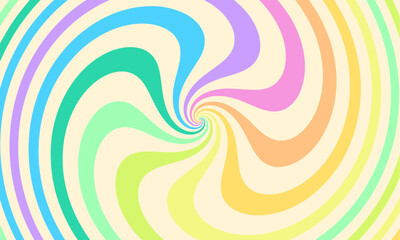 Poster - Groovy abstract rainbow swirl background. Retro vector design in 1960-1970s style. Vintage backdrop. Colorful summer hippie carnival illustration