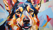 Portrait of a dog with paints