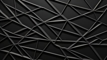  Dynamic black background with a geometric pattern of interwoven lines, offering a modern and textured design. Generative AI.