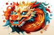 Flat Geometric Colorful Chinese Dragon