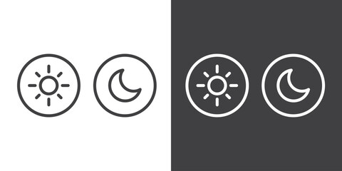 icon line of day and night, dark and light modes icon vector. screen brightness and contrast level c