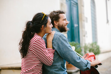 Poster - Young couple on Vespa